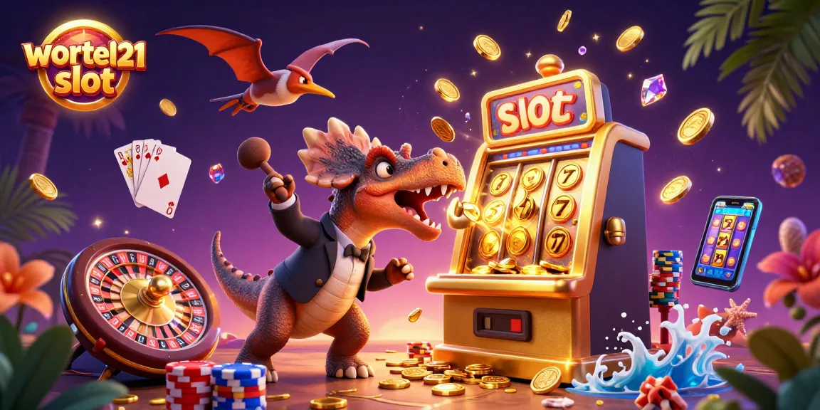 Experience the excitement of wortel21 slot with a dinosaur-themed jackpot scene showcasing thrilling casino elements.