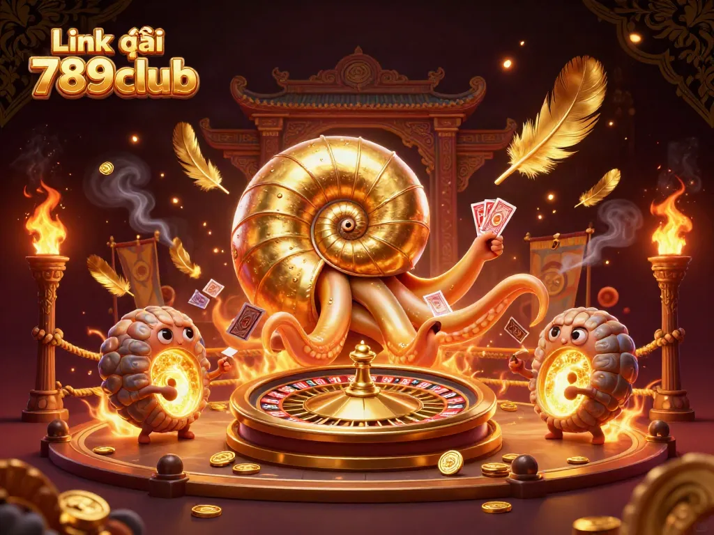 Engage with the thrilling world of gambling at Link vào 789club, featuring an ancient nautilus as a roulette wheel.
