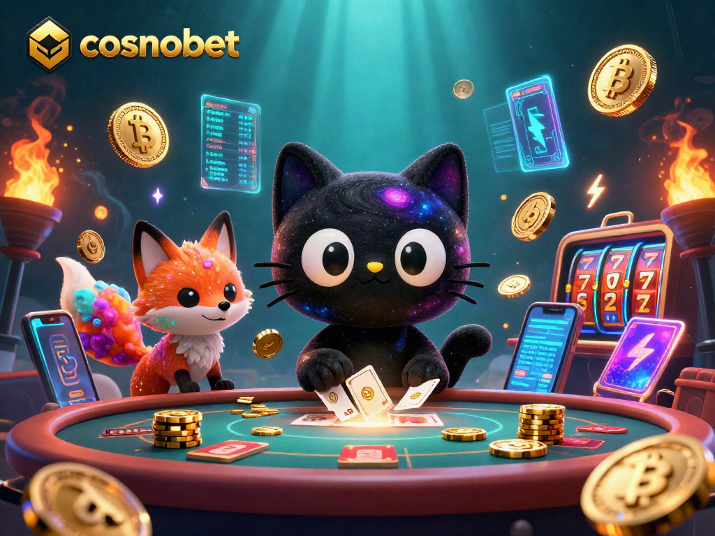 Experience cosmobet's cosmic casino realm with vibrant characters and dynamic gaming elements.
