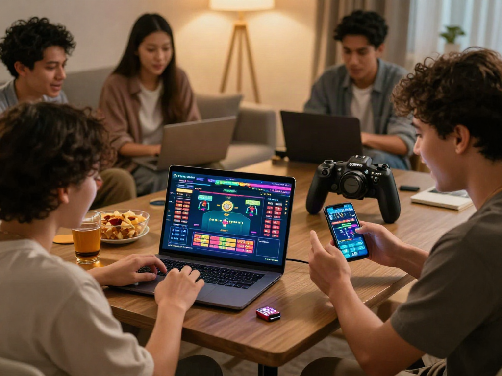 Engaged players enjoying Gem88 gaming platforms with vibrant graphics and sports betting options.