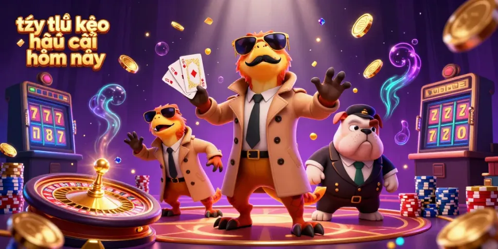 Engage with the latest tỷ lệ kèo nhà cái hôm nay through a whimsical casino scene with raptors in disguise.