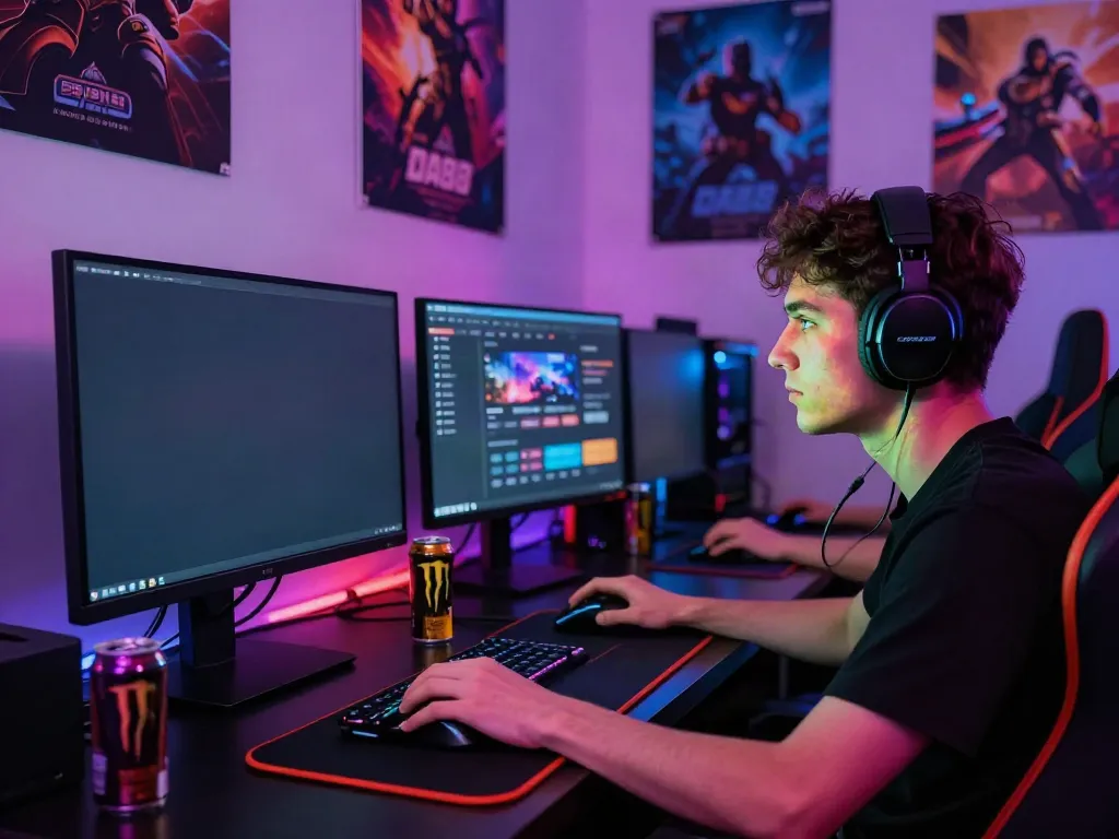 Intense online gaming scene featuring DA88 platform interface and vibrant ambient lighting
