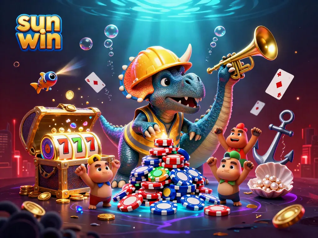 Experience thrilling games with sun win's vibrant casino scene featuring playful characters and dynamic action.