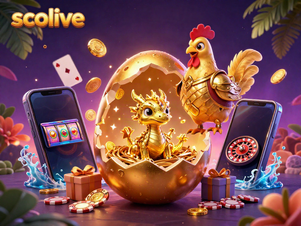 Socolive showcases a vibrant scene featuring a golden dragon among poker chips, highlighting online gaming excitement.