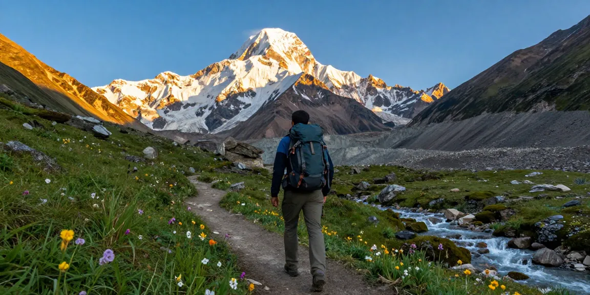 Un viajero en el Circuito Manaslu, disfrutando de vistas de montañas y naturaleza.