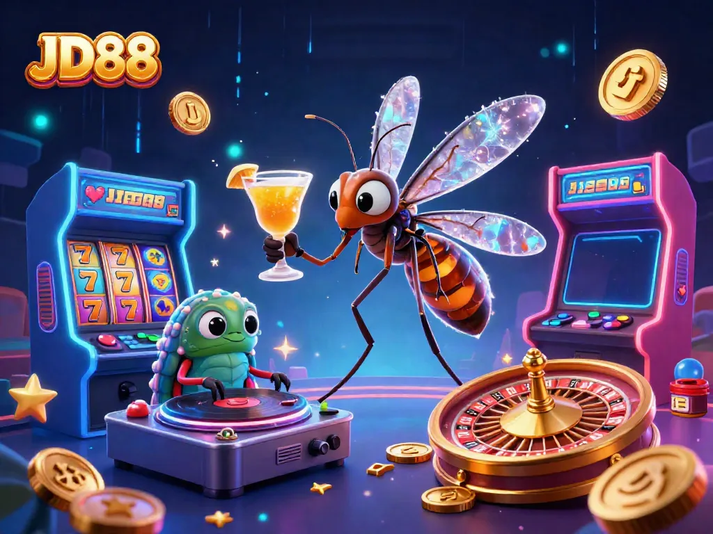 Engage in exciting gameplay at JD88 casino with vibrant slot reels and unique characters.