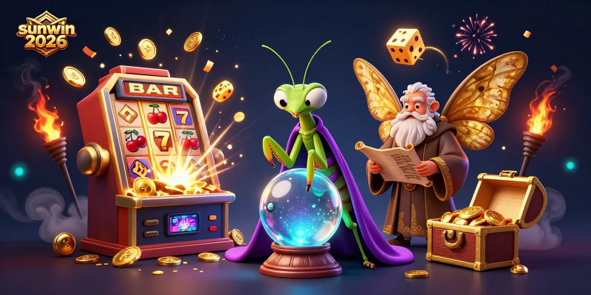 Experience sunwin 2026 with a dynamic casino scene bursting with vibrant game elements and lively characters.