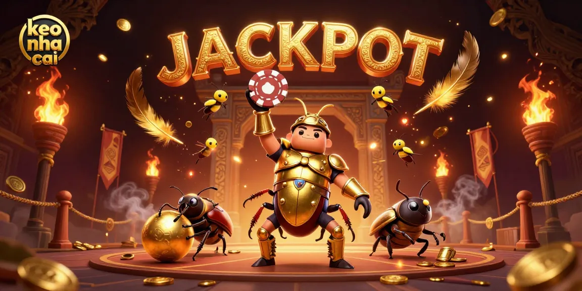 Spin the action with keo nha cai as a vibrant victory scene unfolds featuring a heroic beetle and gold!