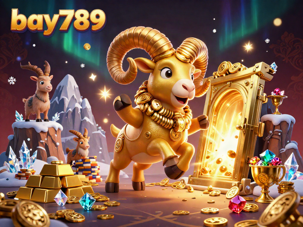 Experience exhilarating gameplay at bay789 with a golden ram charging through treasure-laden gates.