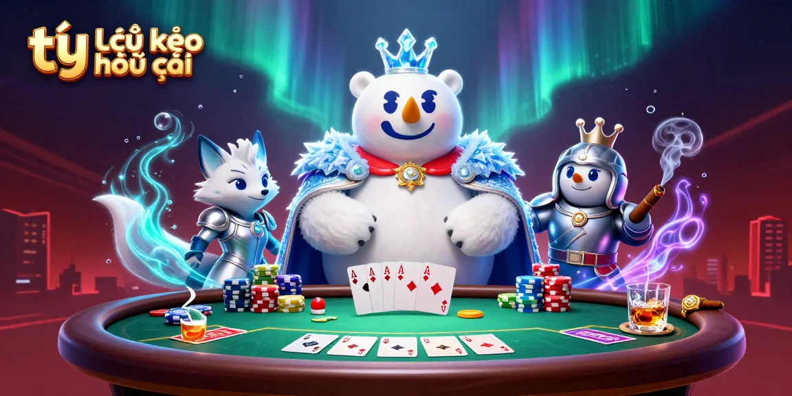 Engage with tỷ lệ kèo nhà cái in this dynamic poker scene featuring royal bear and fox.