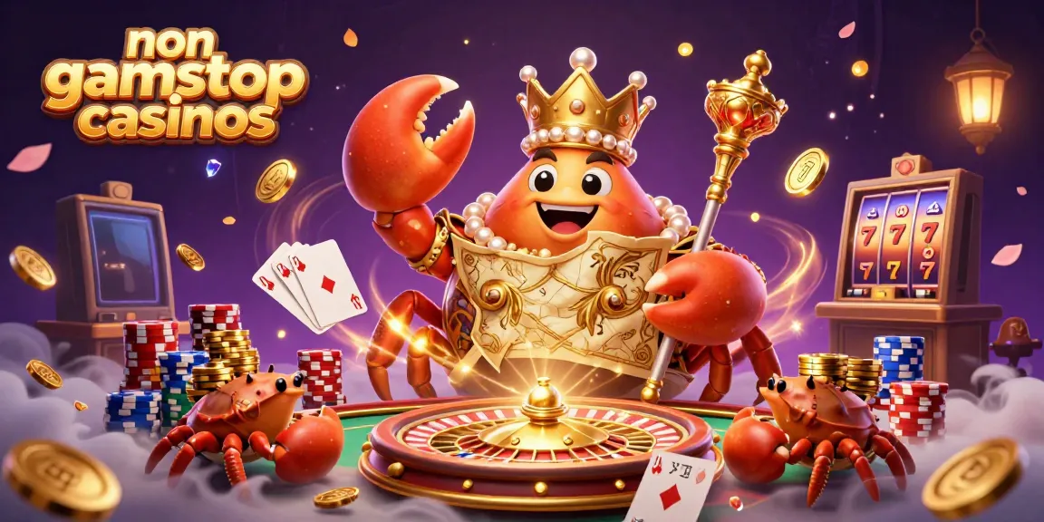 Experience vibrant gameplay with non gamstop casinos featuring a golden crab emperor and spinning roulette.