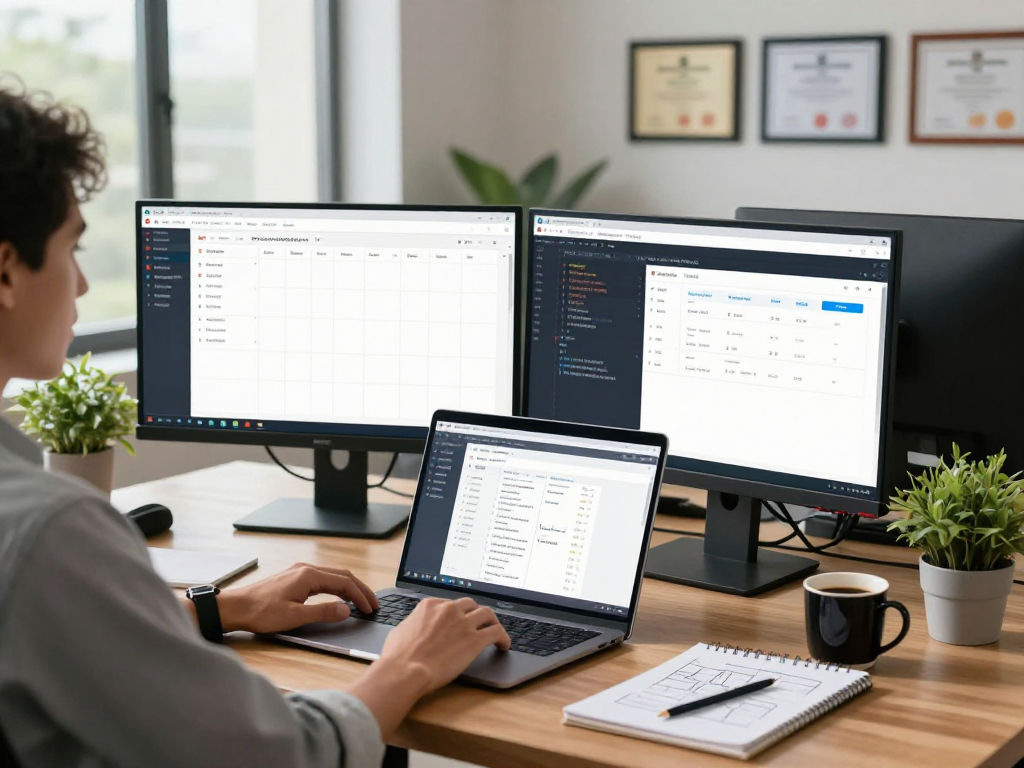 Hotel management software in Nigeria interface displayed at a professional workspace.
