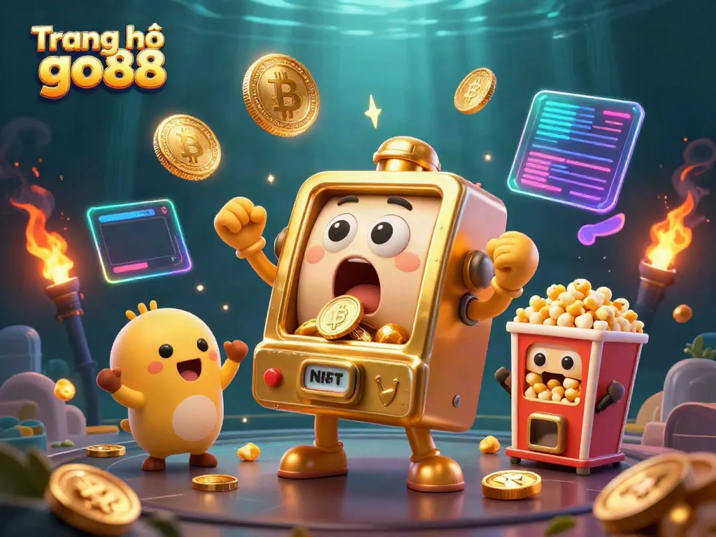 Experience the thrilling jackpot action at Trang chủ go88 with a golden slot machine and cheering companions.