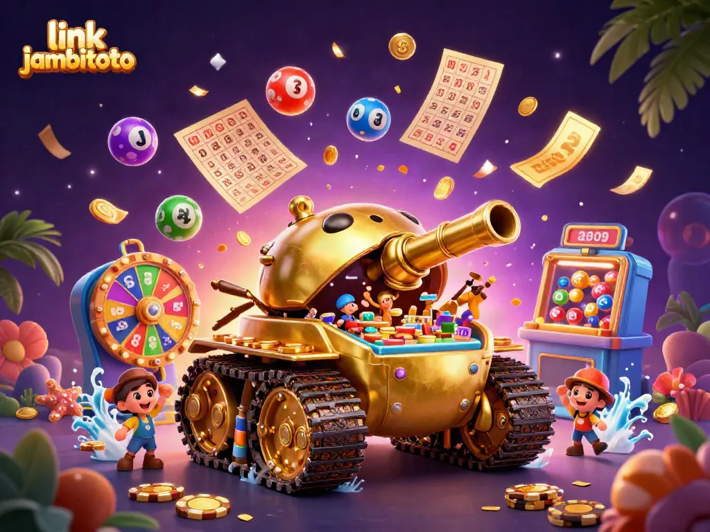 Discover thrilling action in the link jambitoto scene with a golden beetle tank and dynamic casino elements.