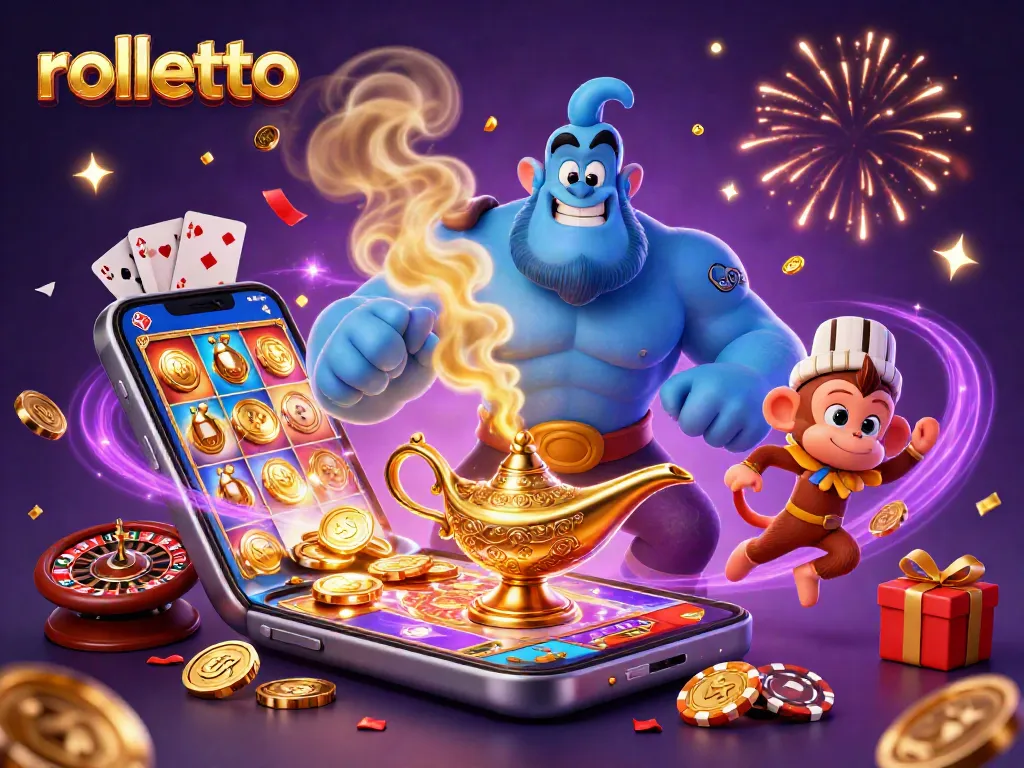 Experience Rolletto's immersive gaming with vibrant characters, slots, and excitement galore!