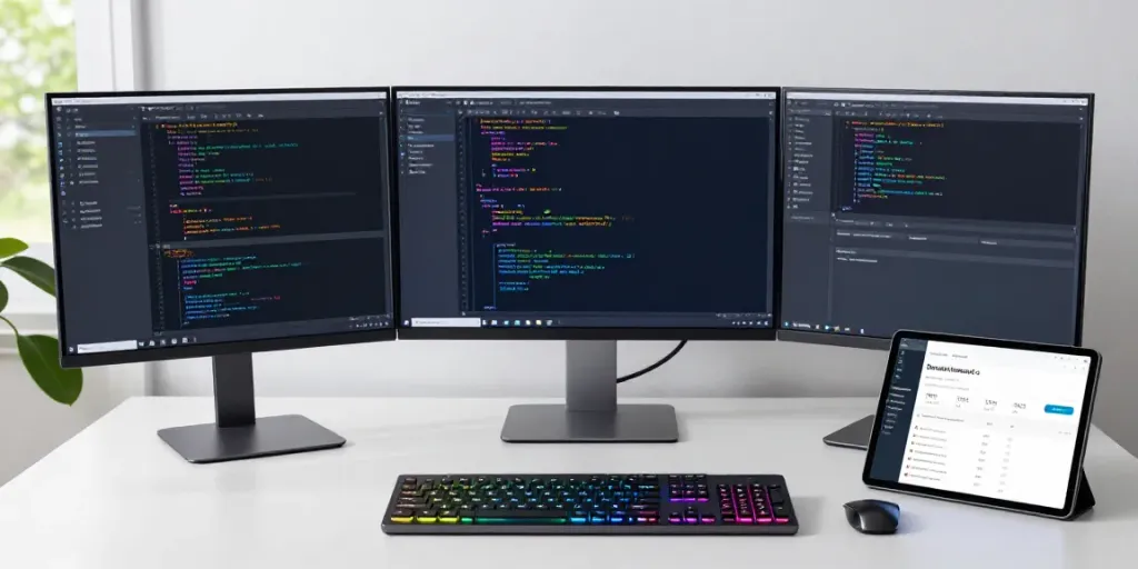 .co.uk renewal price displayed on a developer's workspace monitor with coding software and advanced technology elements.