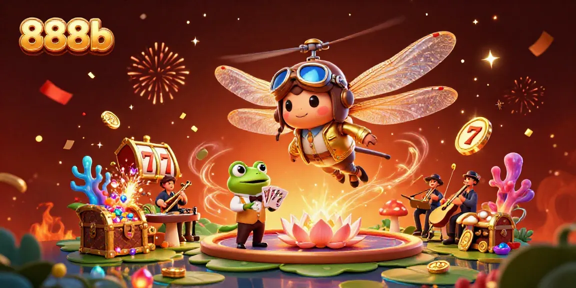 Experience immersive gaming with 888b in a vibrant casino scene filled with exciting elements.