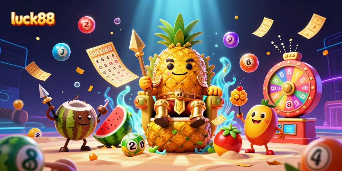 Engage in luck88 slot adventures with a lively golden pineapple king and tropical casino elements.