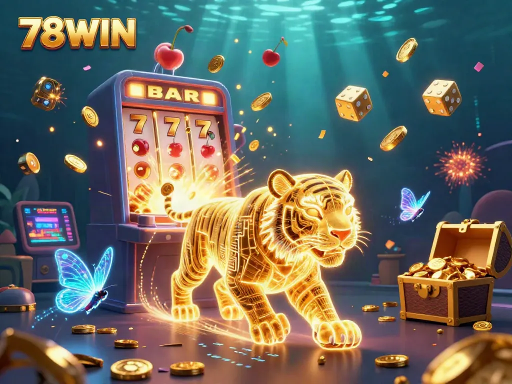Experience thrilling slots and jackpots with 78WIN in a captivating, vibrant casino scene.