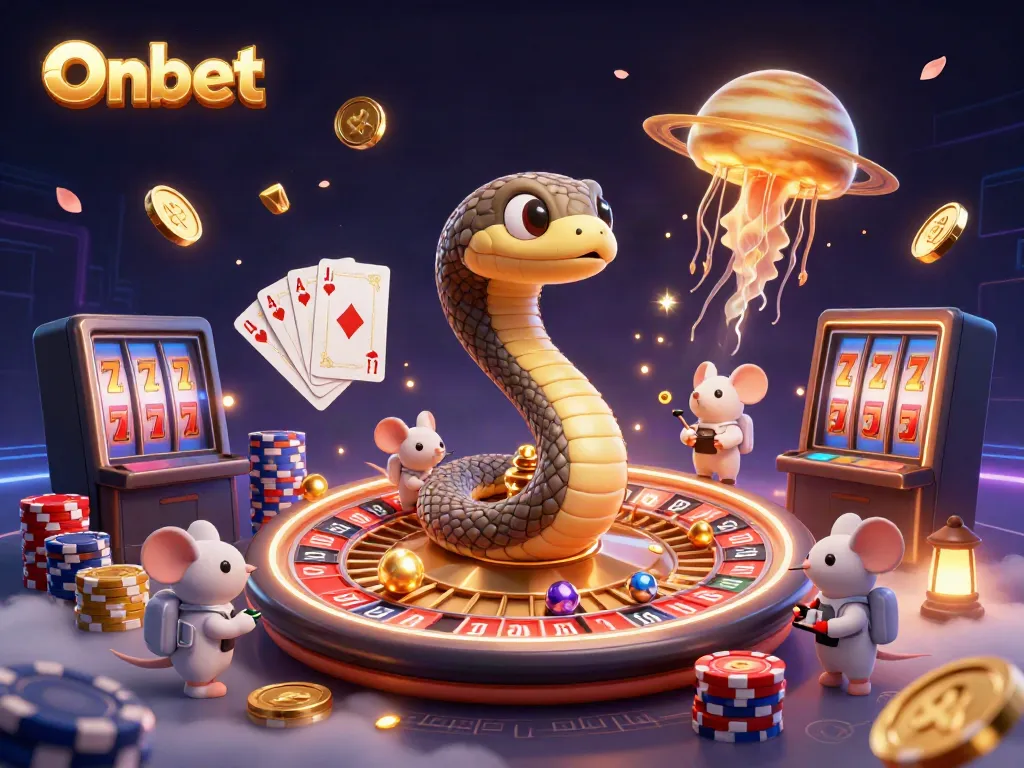 Experience dynamic betting at Onbet with a colorful 3D casino scene featuring unique characters and rich details.
