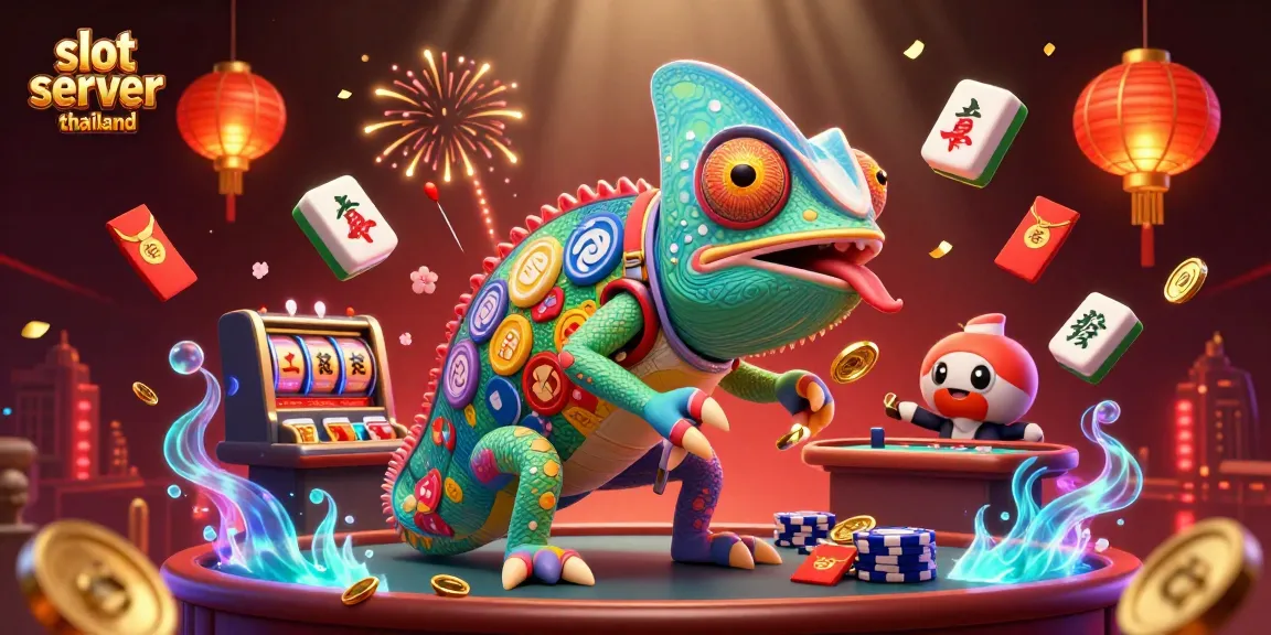 Engage in thrilling gameplay at slot server thailand with vibrant 3D chameleon casino characters.