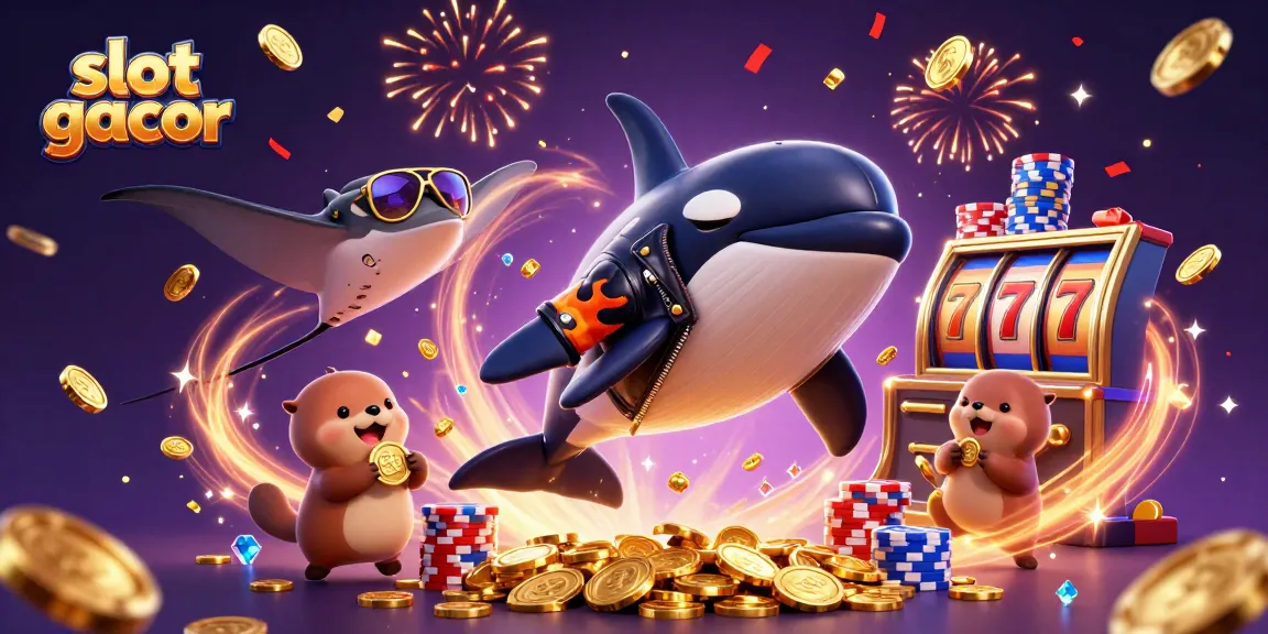 Experience the excitement of slot gacor with an interactive scene featuring marine characters and casino elements.