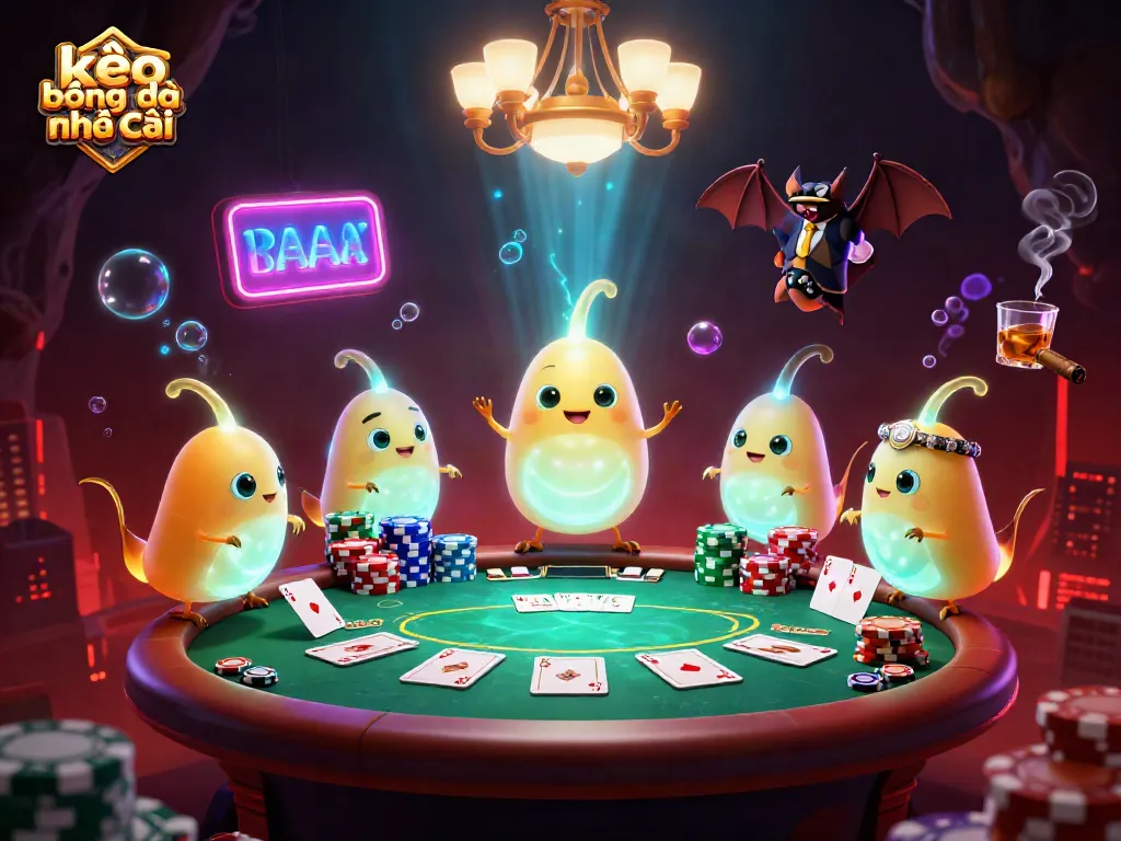 Engage with kèo bóng đá nhà cái in a vibrant cave casino lit by glowworms and a bat dealer.