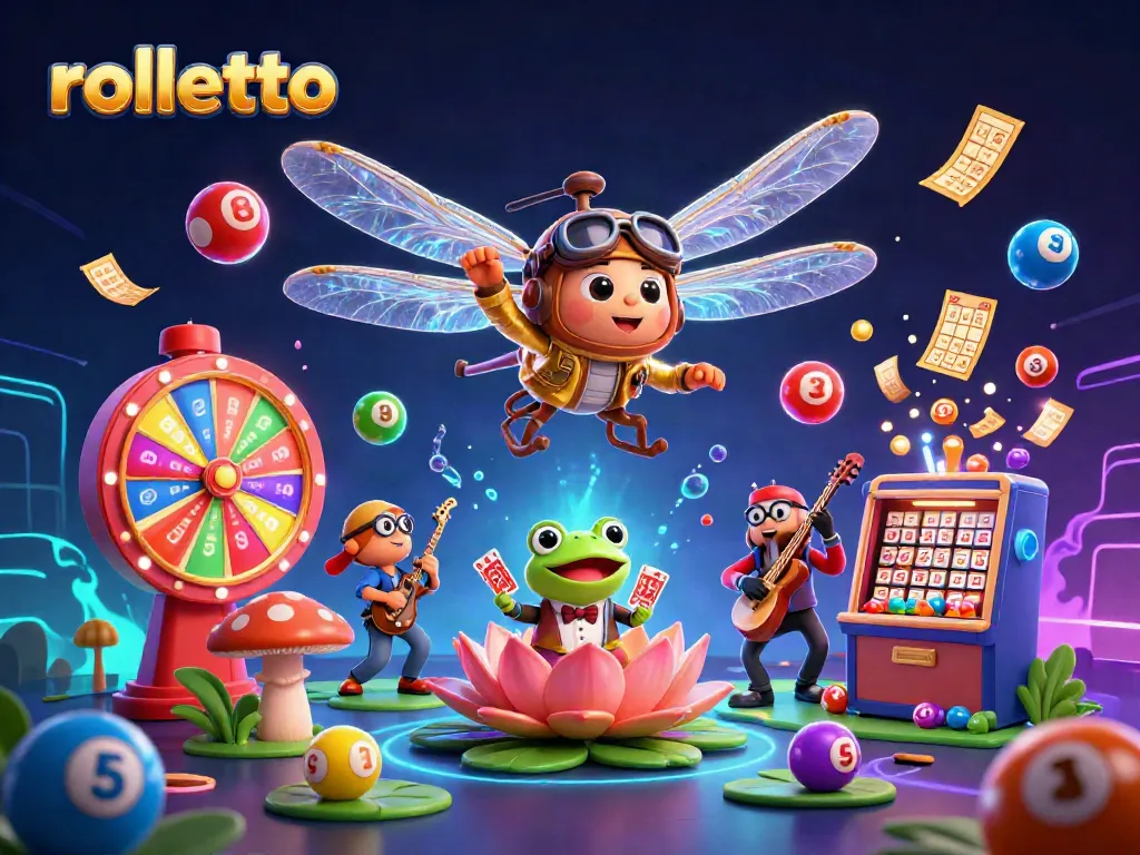 Experience the thrill at rolletto casino with vibrant games and colorful elements in a lively 3D scene.