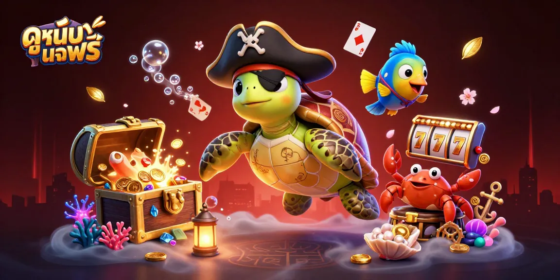 Experience ดูหนังออนไลน์ฟรี with a thrilling underwater casino scene featuring pirate characters and slot games.