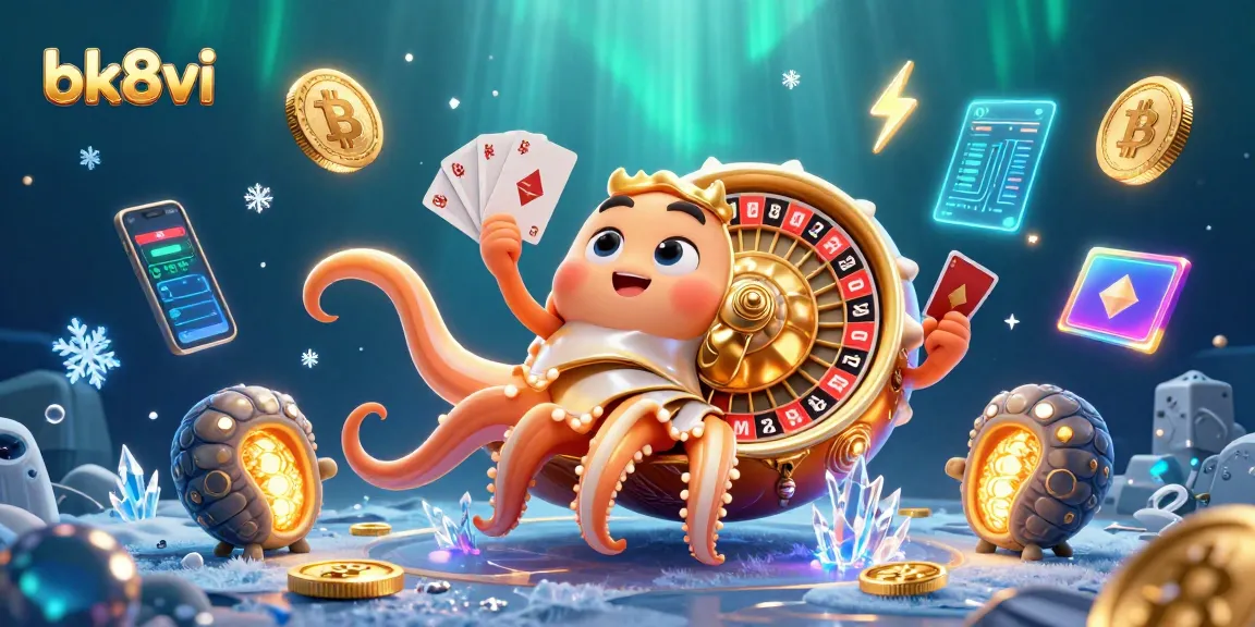 Experience thrilling gameplay at bk8vi with a vibrant 3D casino scene featuring a giant nautilus roulette wheel.