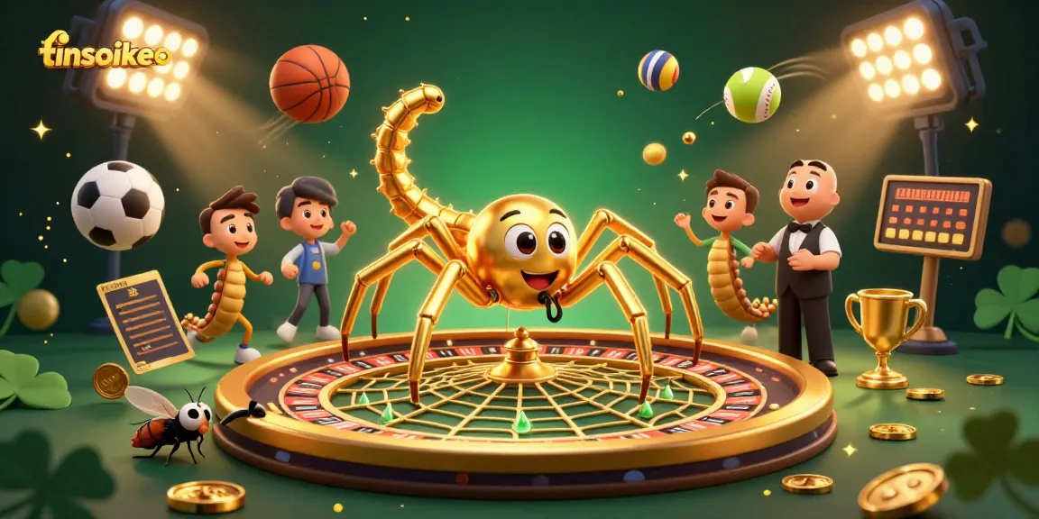 Engage in thrilling betting on tinsoikeo with a lively scene of a spider and centipede amid sports excitement.