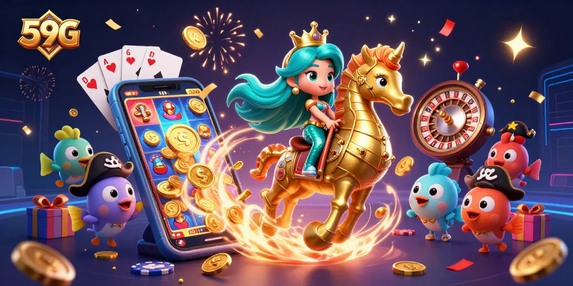 Experience the thrill of 59G with a vibrant underwater casino adventure featuring games in action.