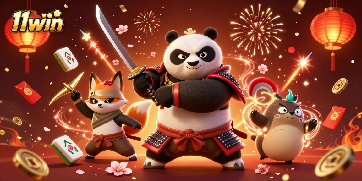 Experience thrilling gameplay with 11win as the samurai panda, ninja fox, and spirit tanuki celebrate!