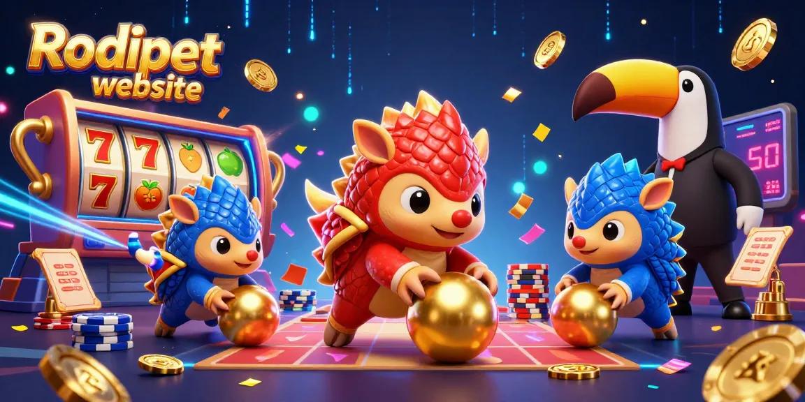 Engage in gaming excitement at the Rodipet website with pangolins rolling through vibrant casino scenes.