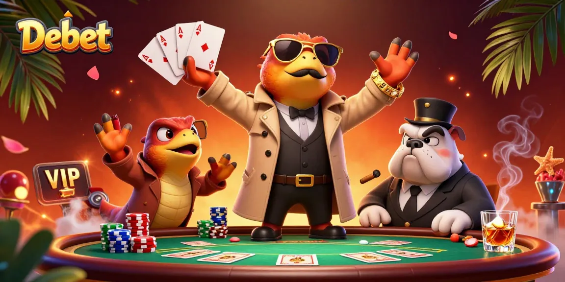 Experience thrilling betting action at Debet with raptors in a trench coat entering a VIP lounge.