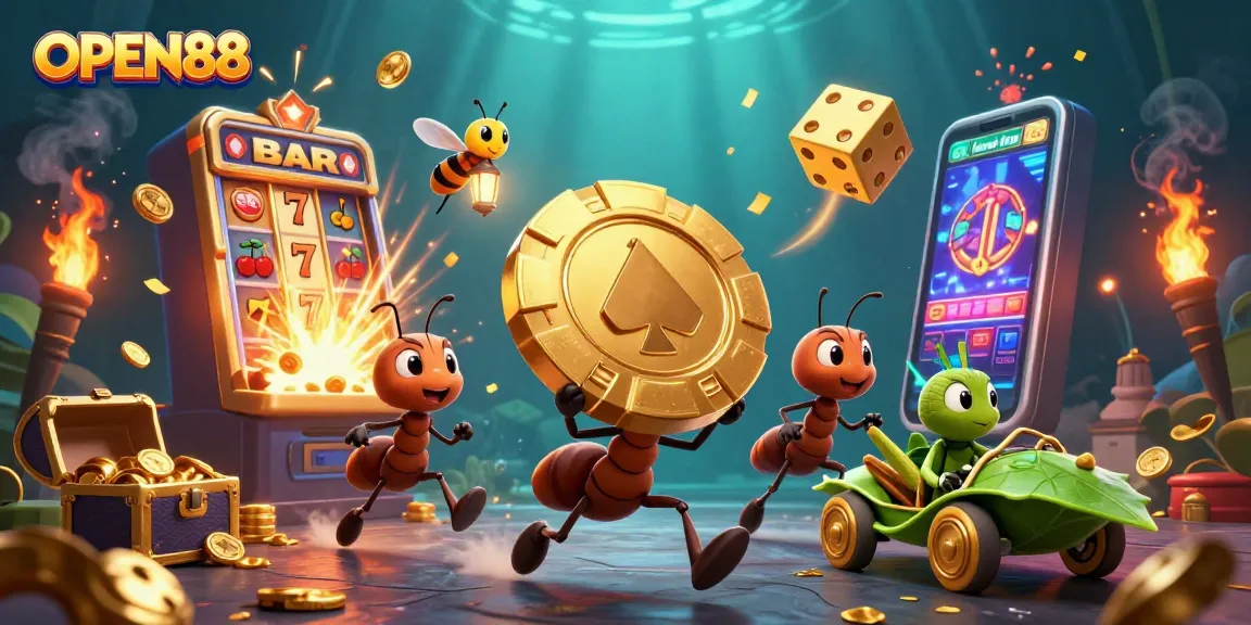 Experience the thrill of OPEN88 with a heist featuring giant poker chips and dynamic casino elements.