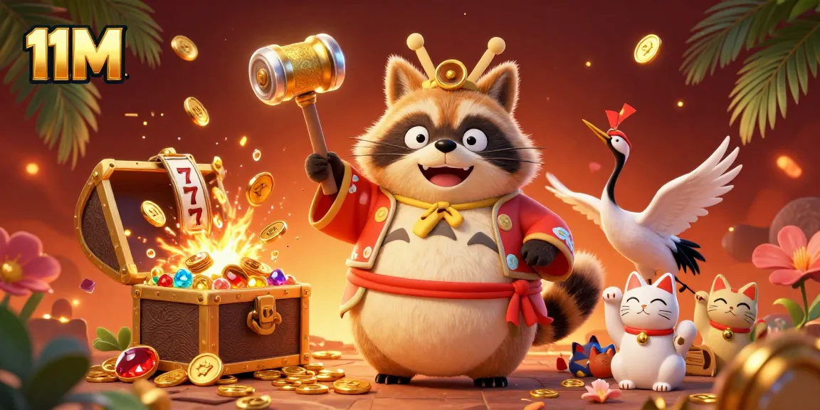 Win big at 11M with a vibrant scene showcasing luck and casino excitement.